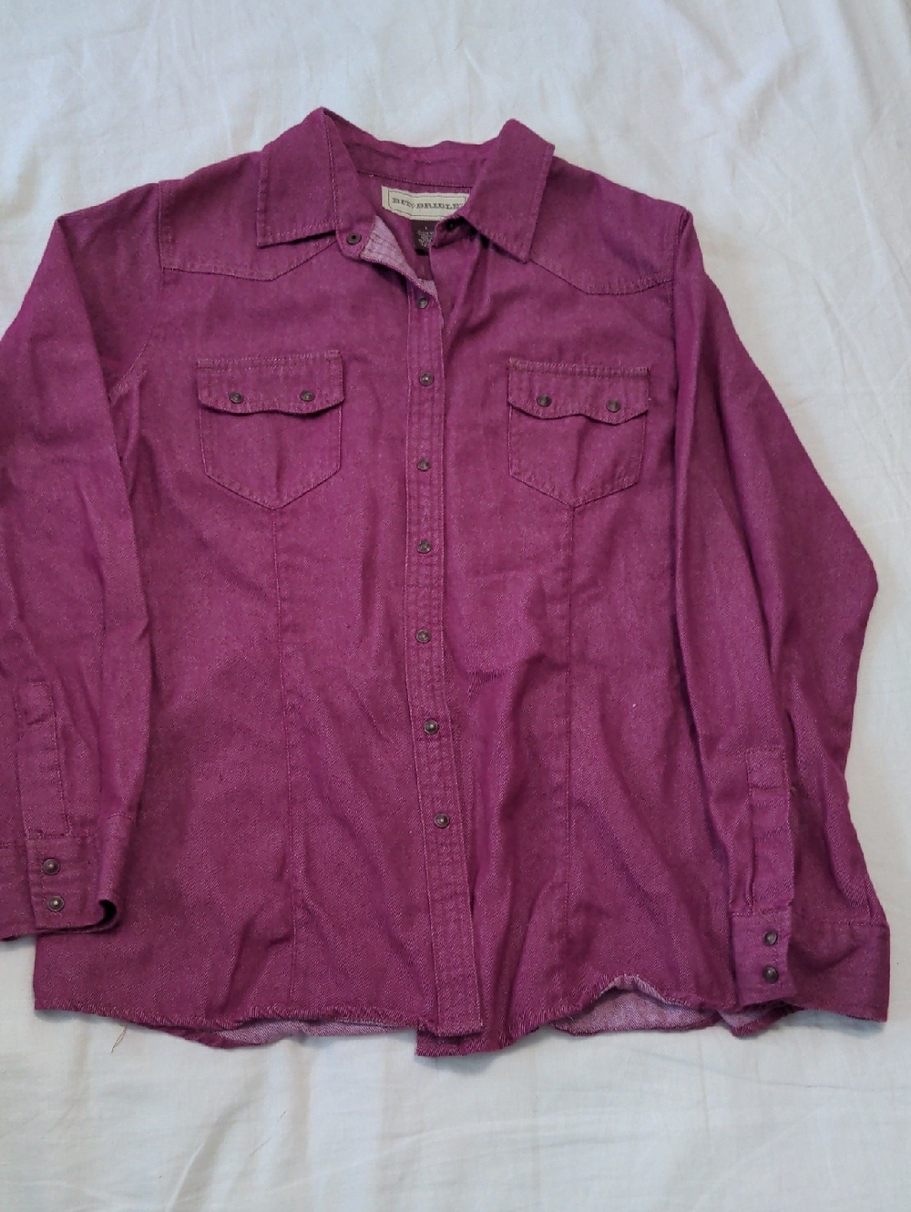 Bit And Bridle Magenta Western Pearl Snap Button Down Size L